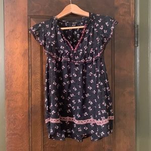 Ella moss floral embroidered sleeveless blouse.